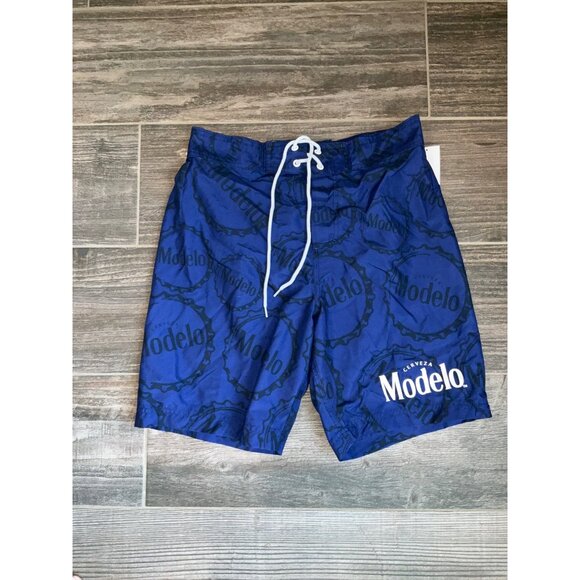 Men's Modelo Especial Print Swim Shorts - Blue Size Small, New - Picture 3 of 5